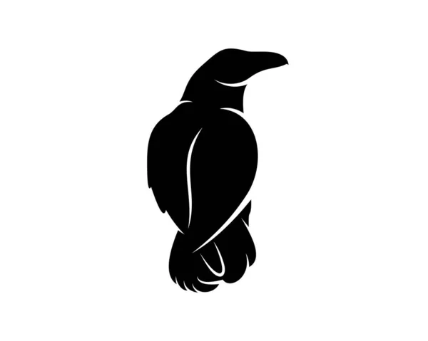 Rabenvogel Logo Vektorschablone Schwarze Silhouette Einer Krähe Auf Isoliertem Hintergrund — Stockvektor