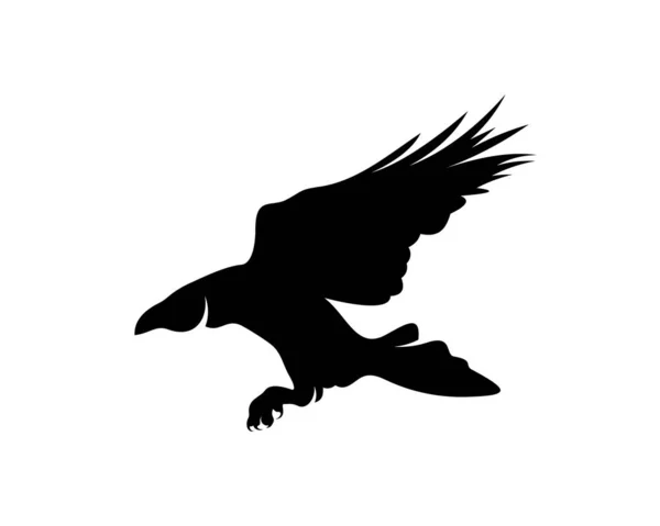 Raven Vogel Logo Vector Template Zwart Silhouet Van Een Kraai — Stockvector