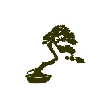 Bonsei logo vektör şablonu, Siluet Bonsei logosu, İllüstrasyon