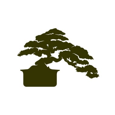 Bonsei logo vektör şablonu, Siluet Bonsei logosu, İllüstrasyon