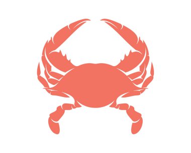 Yengeç logosu tasarım şablonu, Siluet Yengeç logosu, İllüstrasyon