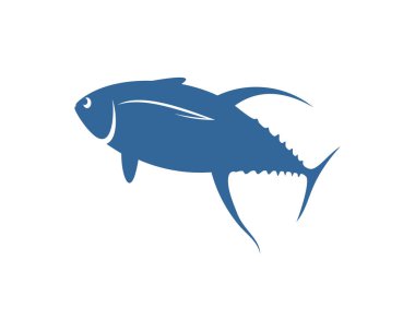 Ton balığı logo tasarım şablonu, siluet ton balığı logosu, illüstrasyon