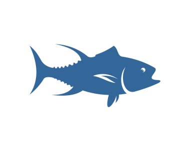 Ton balığı logo tasarım şablonu, siluet ton balığı logosu, illüstrasyon