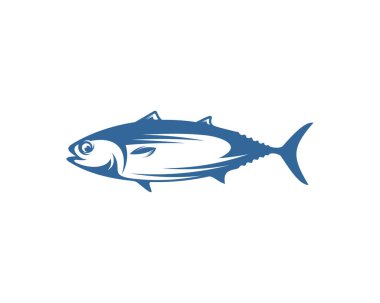 Ton balığı logo tasarım şablonu, siluet ton balığı logosu, illüstrasyon
