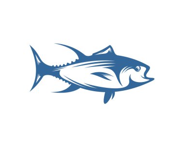 Ton balığı logo tasarım şablonu, siluet ton balığı logosu, illüstrasyon
