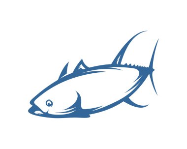 Ton balığı logo tasarım şablonu, siluet ton balığı logosu, illüstrasyon