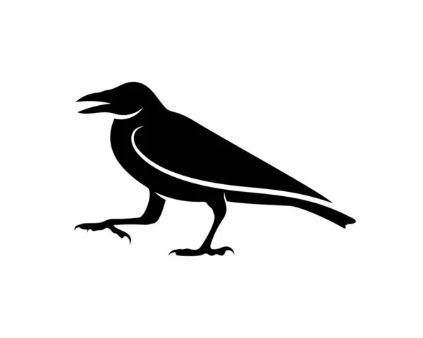 Modèle Vectoriel Logo Oiseau Corbeau Silhouette Noire Corbeau Sur Fond — Image vectorielle