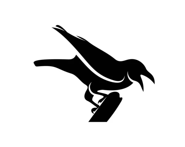 Szablon Wektora Logo Kruka Czarna Sylwetka Kruka Odosobnionym Tle — Wektor stockowy