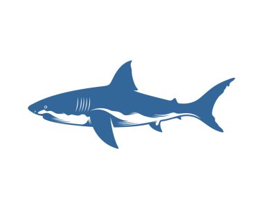 Köpekbalığı logo tasarım şablonu, Siluet Köpekbalığı logosu, İllüstrasyon