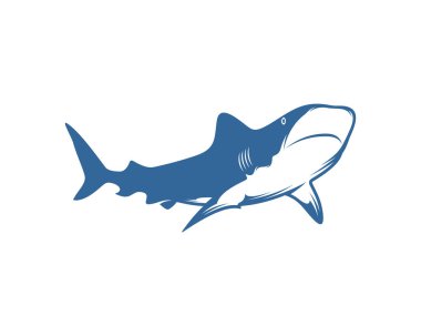 Köpekbalığı logo tasarım şablonu, Siluet Köpekbalığı logosu, İllüstrasyon