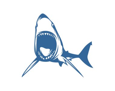 Köpekbalığı logo tasarım şablonu, Siluet Köpekbalığı logosu, İllüstrasyon
