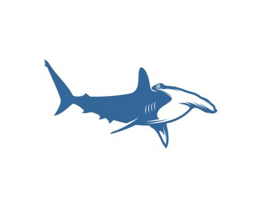 Köpekbalığı logo tasarım şablonu, Siluet Köpekbalığı logosu, İllüstrasyon