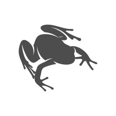 Kurbağa logosu tasarım şablonu, Siluet Kurbağa logosu hayvanı, illüstrasyon