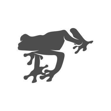 Kurbağa logosu tasarım şablonu, Siluet Kurbağa logosu hayvanı, illüstrasyon