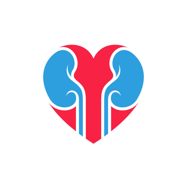Kidney with love Logo Design Inspiration Template vector