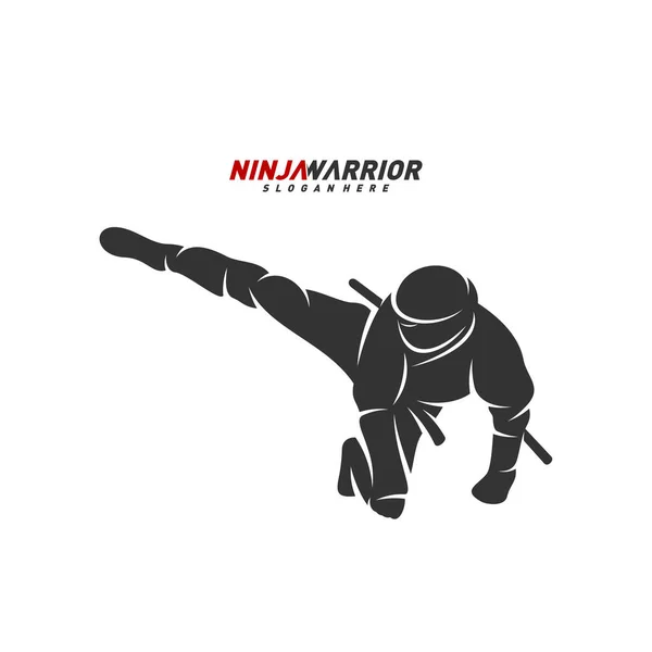 Ninja Guerrero Diseño Vector Ilustración Silueta Luchador Japonés — Archivo Imágenes Vectoriales