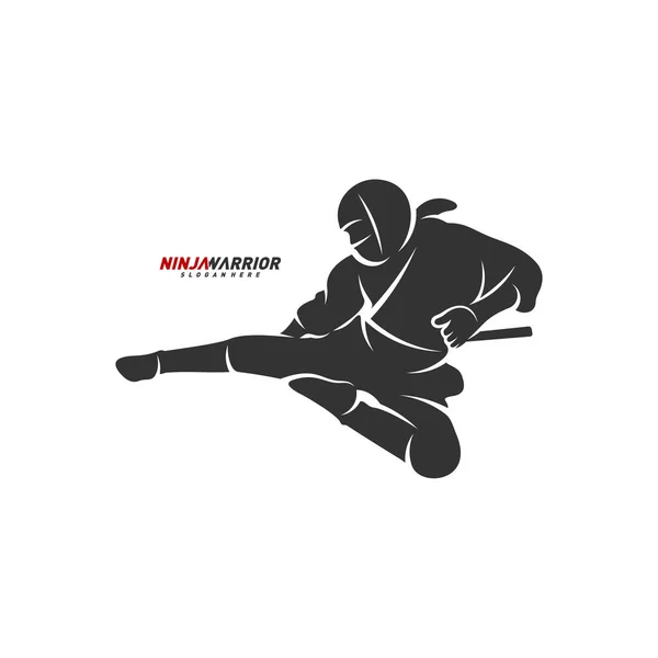 Ninja Guerrero Diseño Vector Ilustración Silueta Luchador Japonés — Archivo Imágenes Vectoriales
