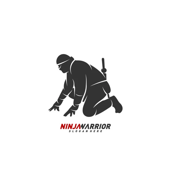 Ninja Krieger Design Vektor Illustration Silhouette Eines Japanischen Kampfflugzeugs — Stockvektor