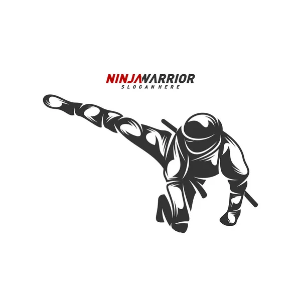 Ninja Guerrero Diseño Vector Ilustración Silueta Luchador Japonés — Archivo Imágenes Vectoriales