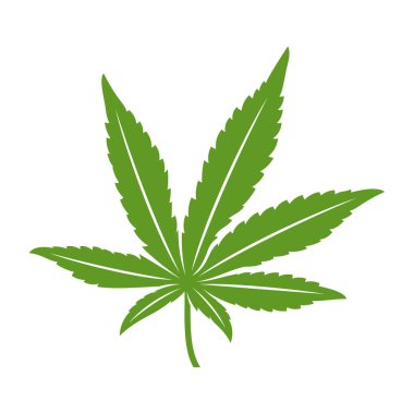 Kenevir yaprağı logosu tasarım vektör şablonu. Beyaz arkaplanda yaratıcı esrar