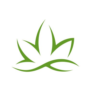 Kenevir yaprağı logosu tasarım vektör şablonu. Beyaz arkaplanda yaratıcı esrar