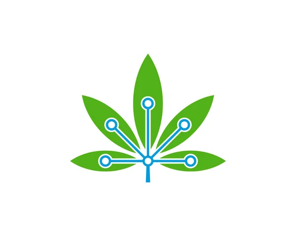 Cannabis Tech Logo Design Vector Template Creative Cannabis White Background — Stock Vector