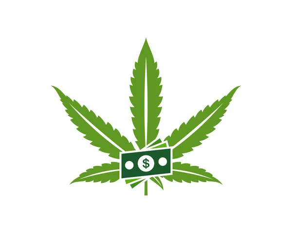 Design Vektorvorlage Für Das Cannabis Geld Logo Kreativer Cannabis Auf — Stockvektor