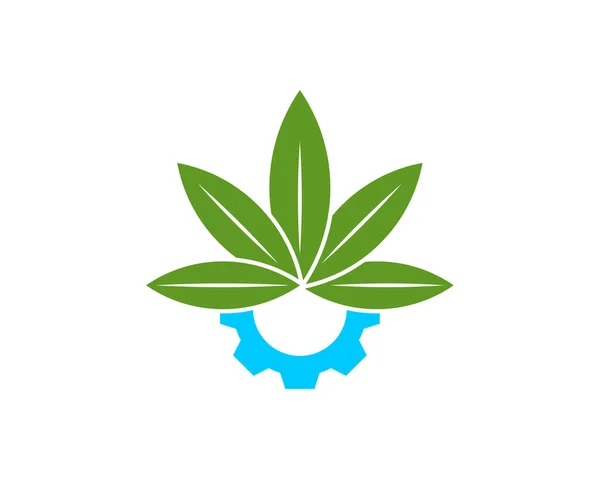 Diseño Logotipos Cannabis Gear Plantilla Vectorial Cannabis Creativo Sobre Fondo — Vector de stock