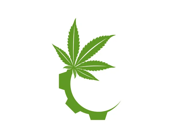 Cannabis Gear Logo Designvektorvorlage Kreativer Cannabis Auf Weißem Hintergrund — Stockvektor