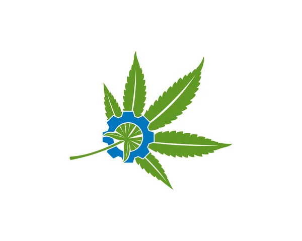 Cannabis Gear Logo Designvektorvorlage Kreativer Cannabis Auf Weißem Hintergrund — Stockvektor