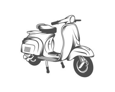 İtalyan scooter İtalya simge siyah stil beyaz arka plan üzerinde izole içinde. İtalya ülke sembol stok vektör çizim.