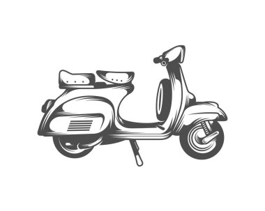 İtalyan scooter İtalya simge siyah stil beyaz arka plan üzerinde izole içinde. İtalya ülke sembol stok vektör çizim.