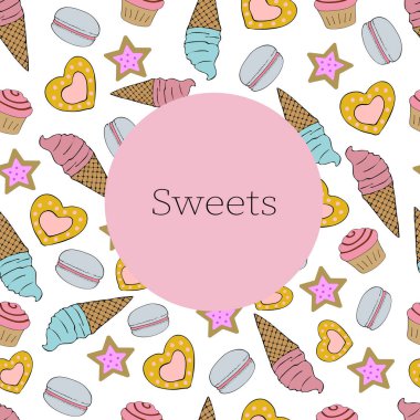 Beyaz arka planda farklı tatlılar.