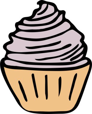 Beyaz arka planda pembe kremalı bir pasta. Vektör.