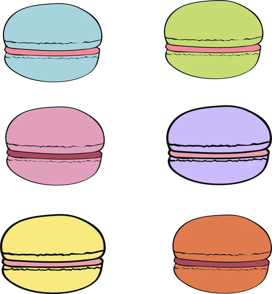 Set Macarrones Galletas Colores Vector — Archivo Imágenes Vectoriales