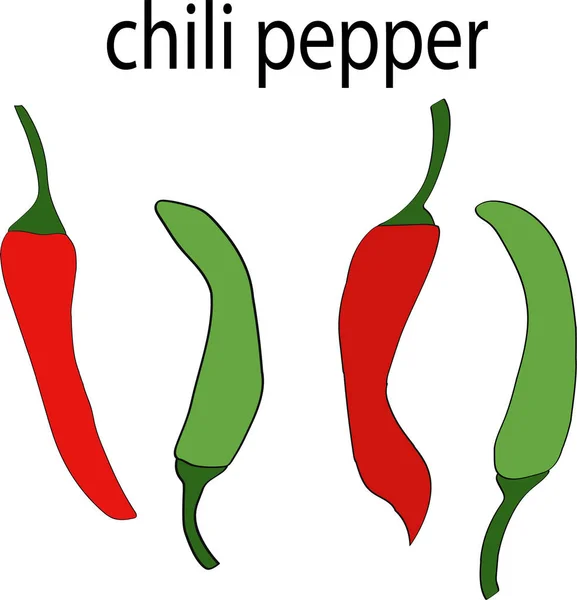 Rode Groene Chilipepers Witte Achtergrond — Stockvector