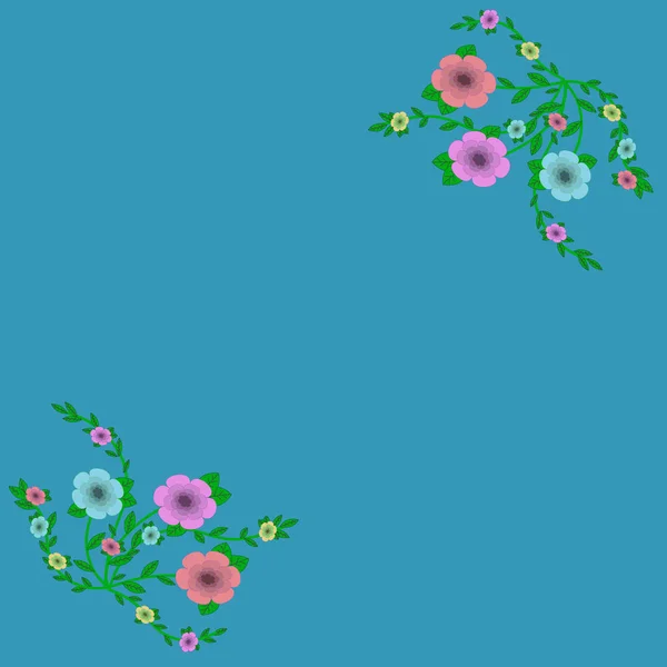 背景色が青い花のフレーム — ストックベクタ