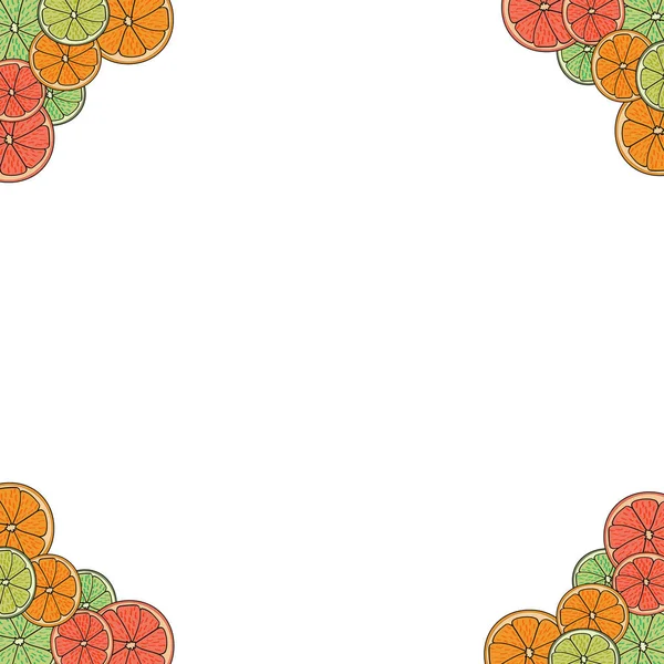 Cadre Tranches Agrumes Cadre Orange Pamplemousse Citron Tranches Agrumes — Image vectorielle