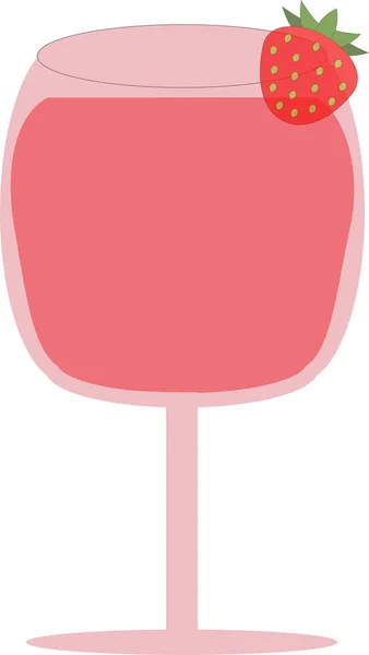 Eén Glas Wijn Aardbeien — Stockvector