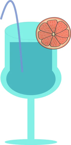 One Cocktail Glass Cocktail Tube Slice Grapefruit — Stock Vector