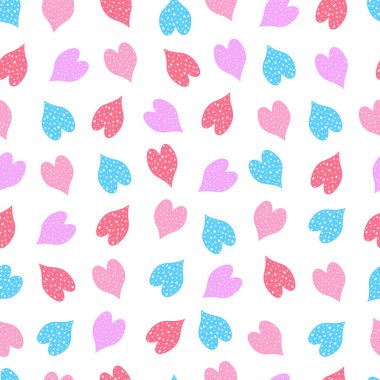 Beyaz arka planda, pürüzsüz desenli renkli kalpler..