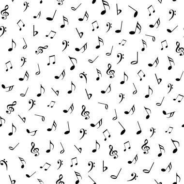 Beyaz arkaplansız desen üzerine müzik notaları.