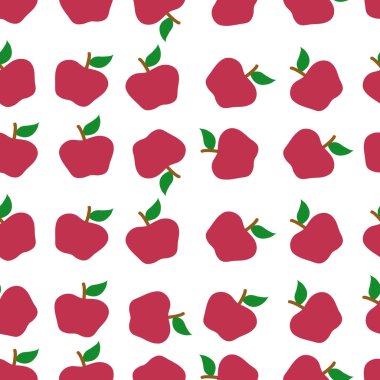 Beyaz arkaplandaki kırmızı elmalar pürüzsüz desen.
