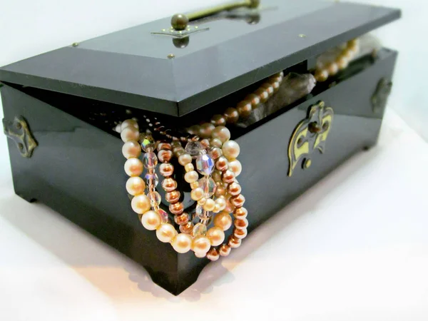 Akcesoria Biżuterii Pudełku Antyczne Pudełko Biżuterię — Zdjęcie stockowe