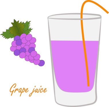 Beyaz arka planda bir bardak üzüm suyu. Vektör.