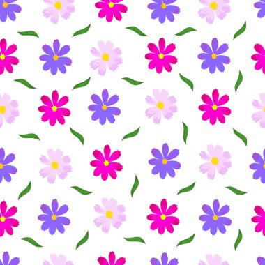 Gerbera 'nın beyaz arka planda pürüzsüz bir desen var. Renkli papatyalar. Vektör.