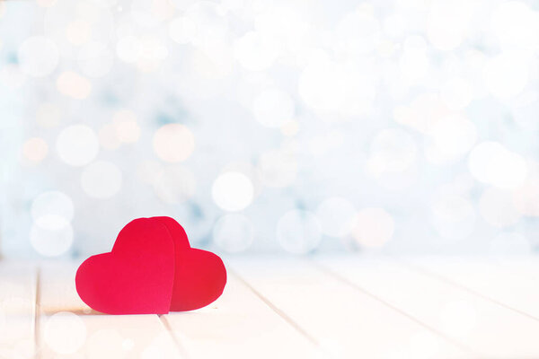 Heart and bokeh. Valentines day background with hearts