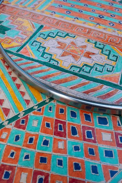 Geometric mexican pattern on two round  tables — Stock Photo, Image