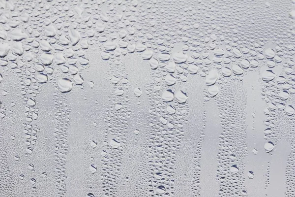 Close Abstract Texture View Water Droplets Condensation Glass Window Pane — 스톡 사진