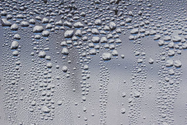 Close Abstracte Textuur Weergave Van Waterdruppels Condensatie Een Ruit Bij — Stockfoto